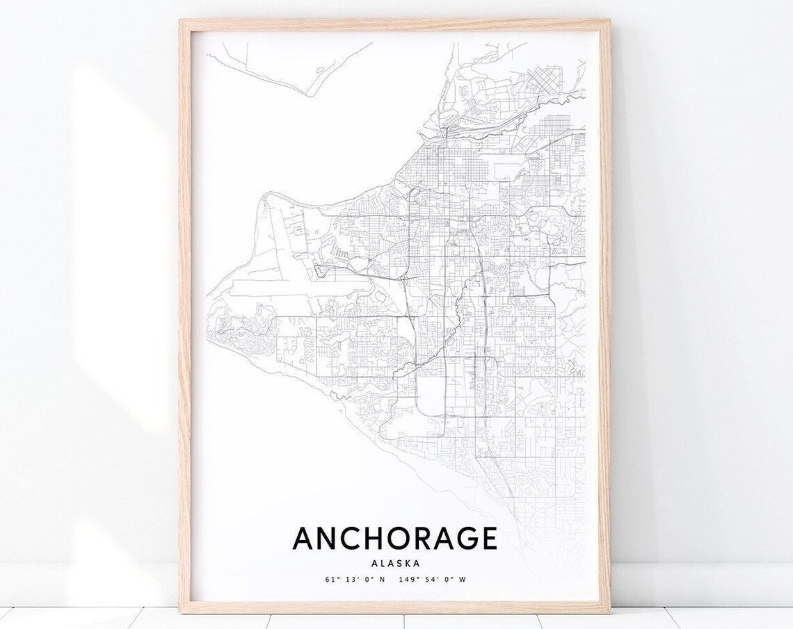 Anchorage Map Print, Alaska Travel Poster