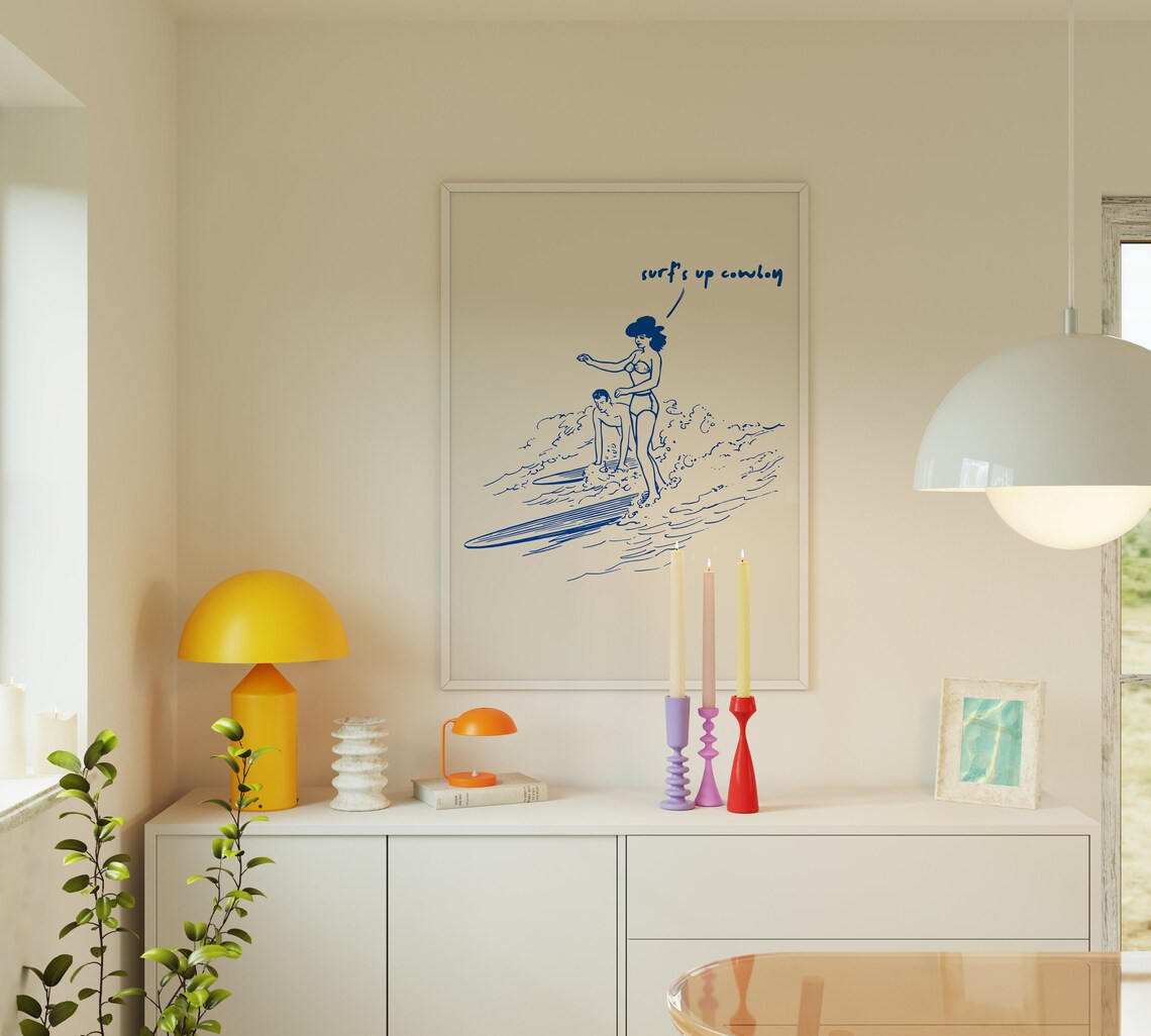 Vintage Western Surfing Aesthetic Room Art Print - Image 4