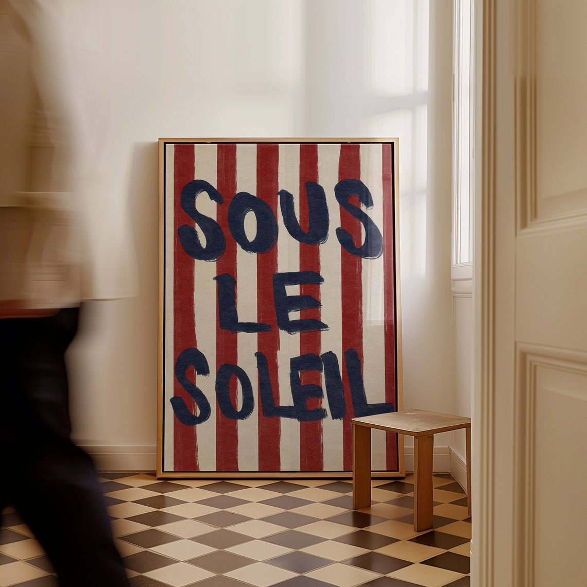 Sous Le Soleil Striped French Quote Hand Drawn Typography Wall Art - Image 4