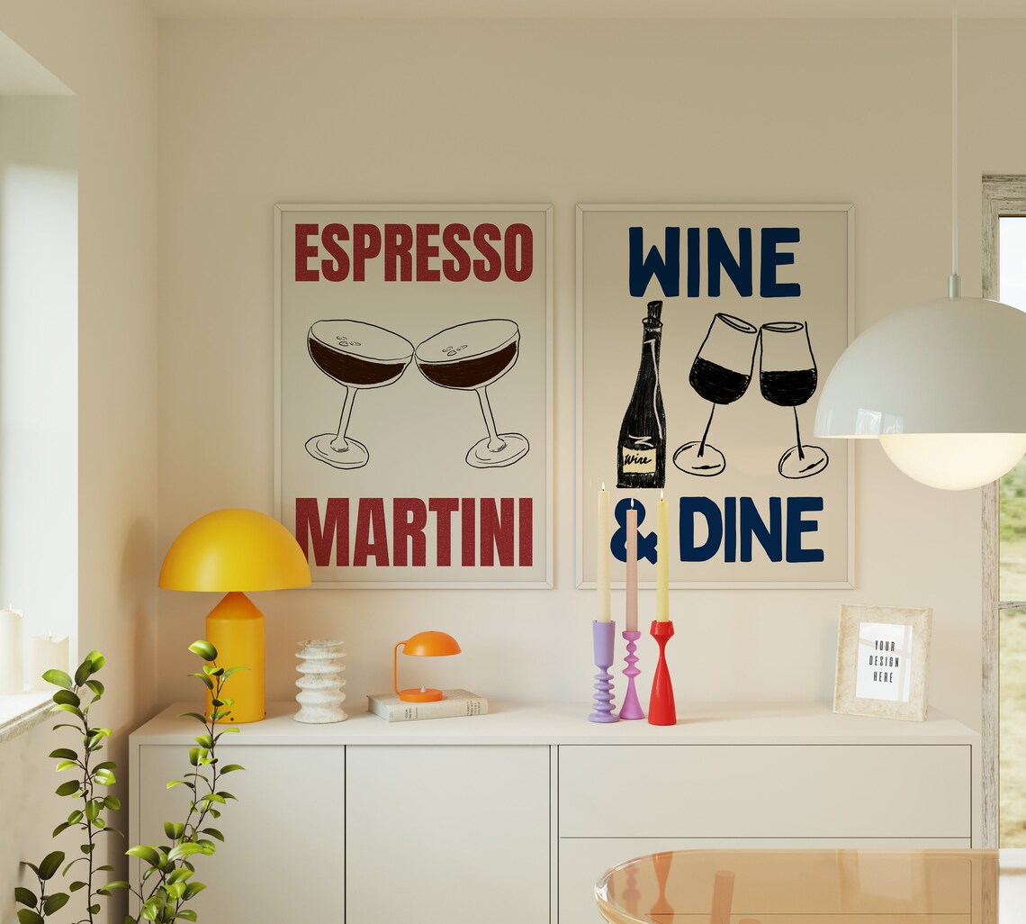 Vintage Wine Poster, Kitchen and Bar Cart Decor - Image 2