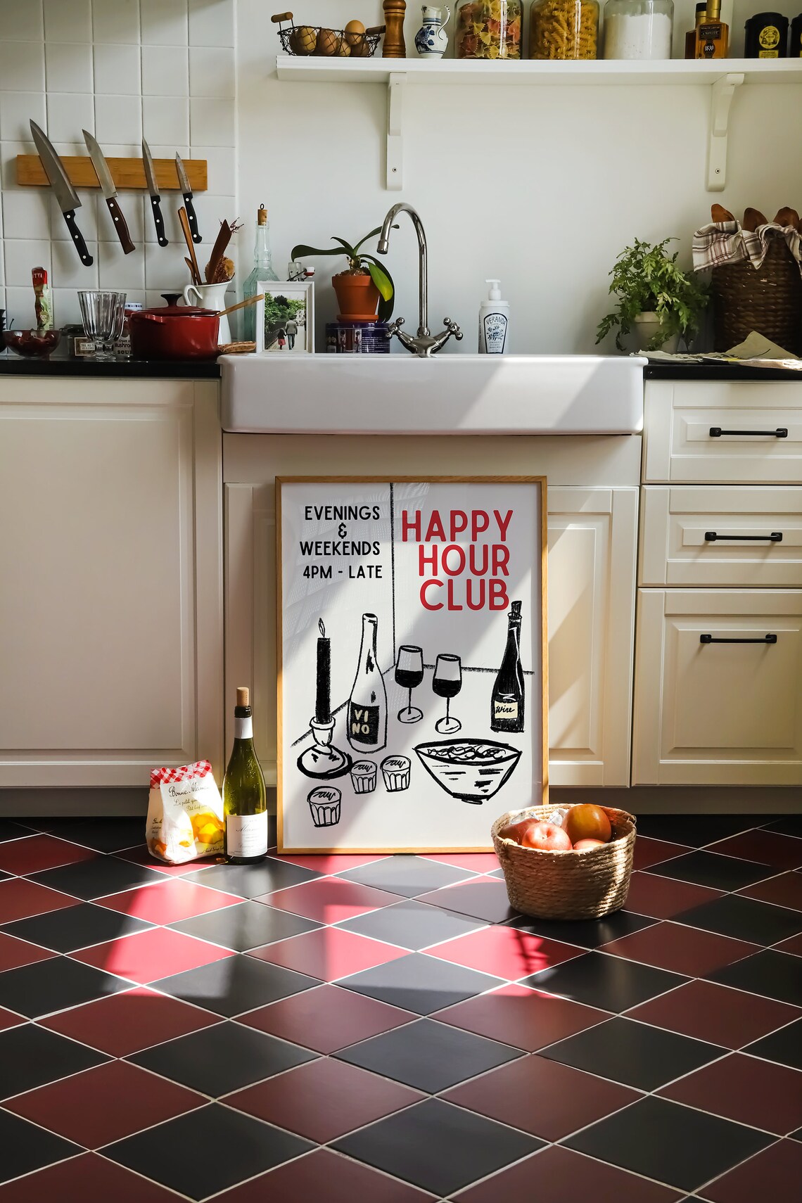 Vintage Wine Poster, Bar Cart Wall Art Print