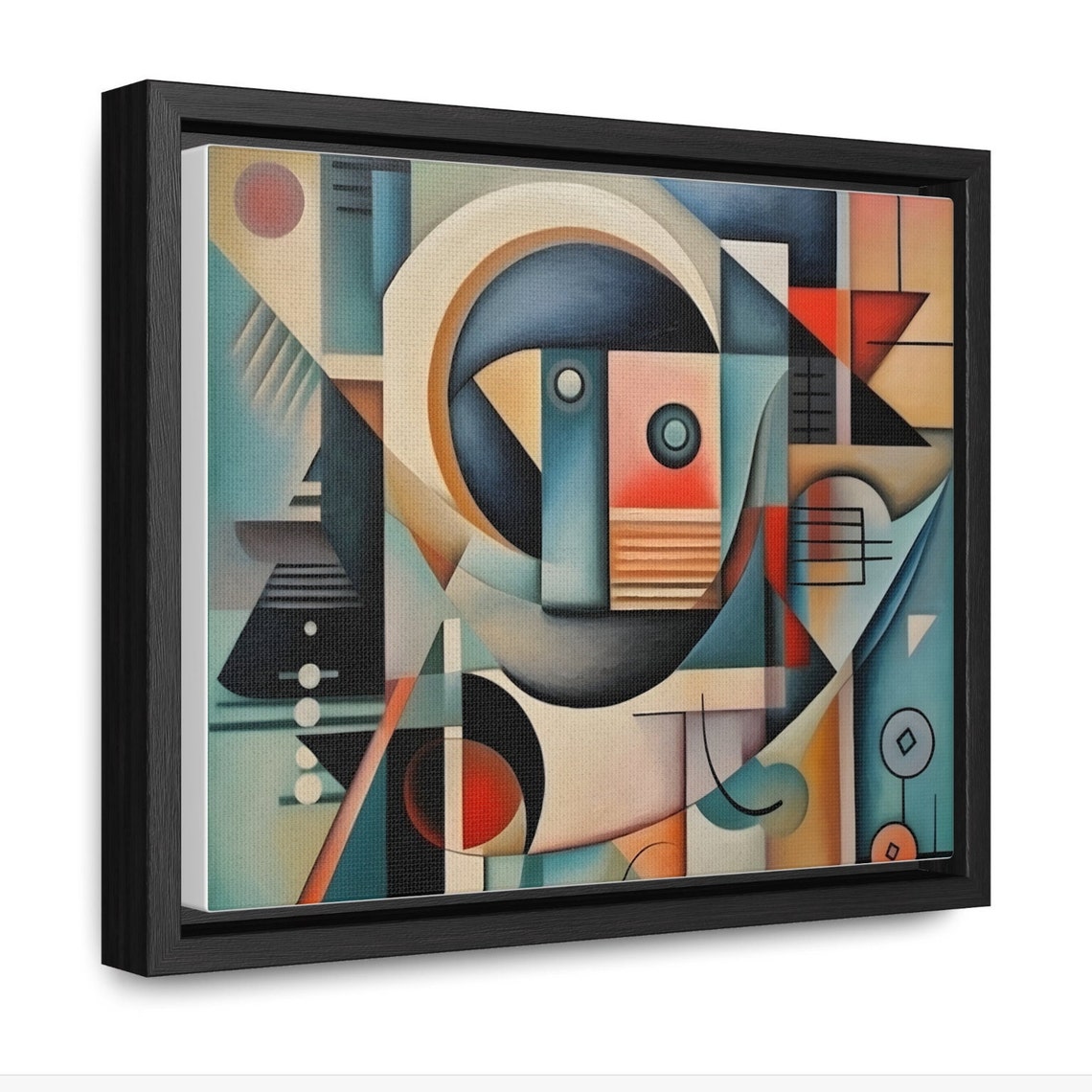 Cubist Face Geometric Abstract Teal Orange Portrait Art Poster - Image 2