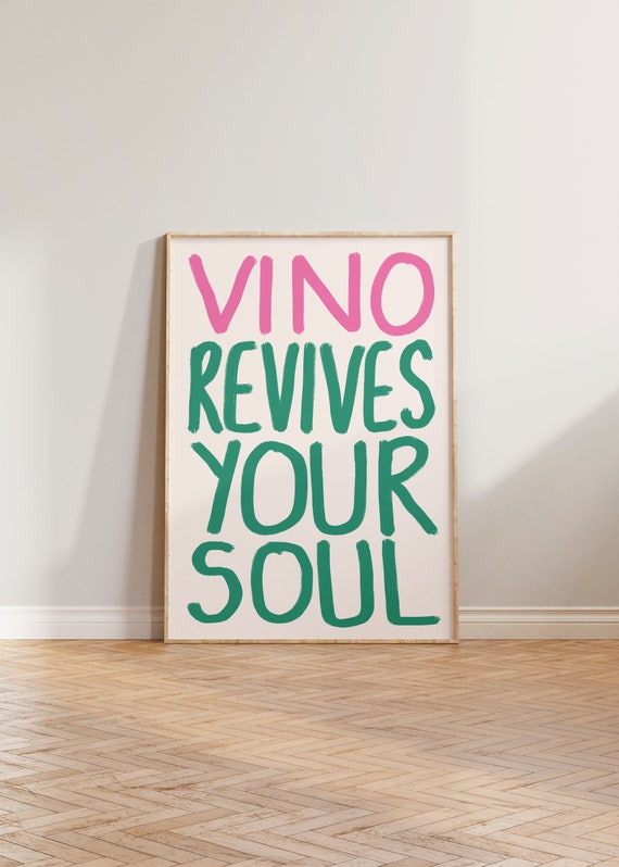 Wine Print, Funny Vino Kitchen Wall Art