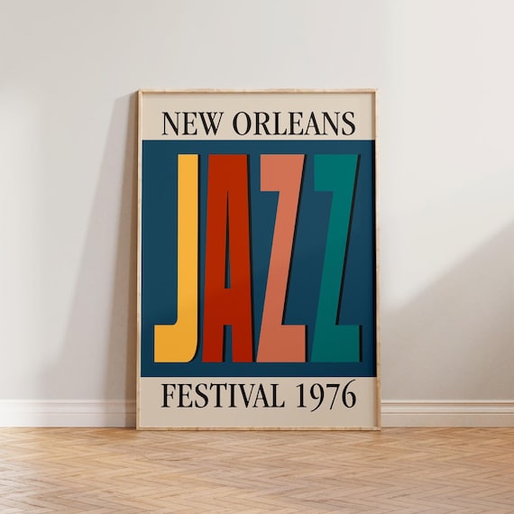 Retro Jazz Music Wall, New Orleans Festival Art Print