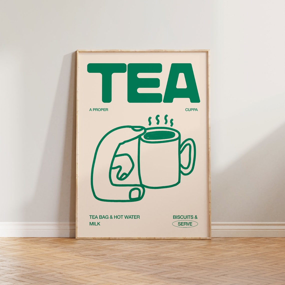 Kitchen Tea Wall Art Print, Hand-Drawn Doodle