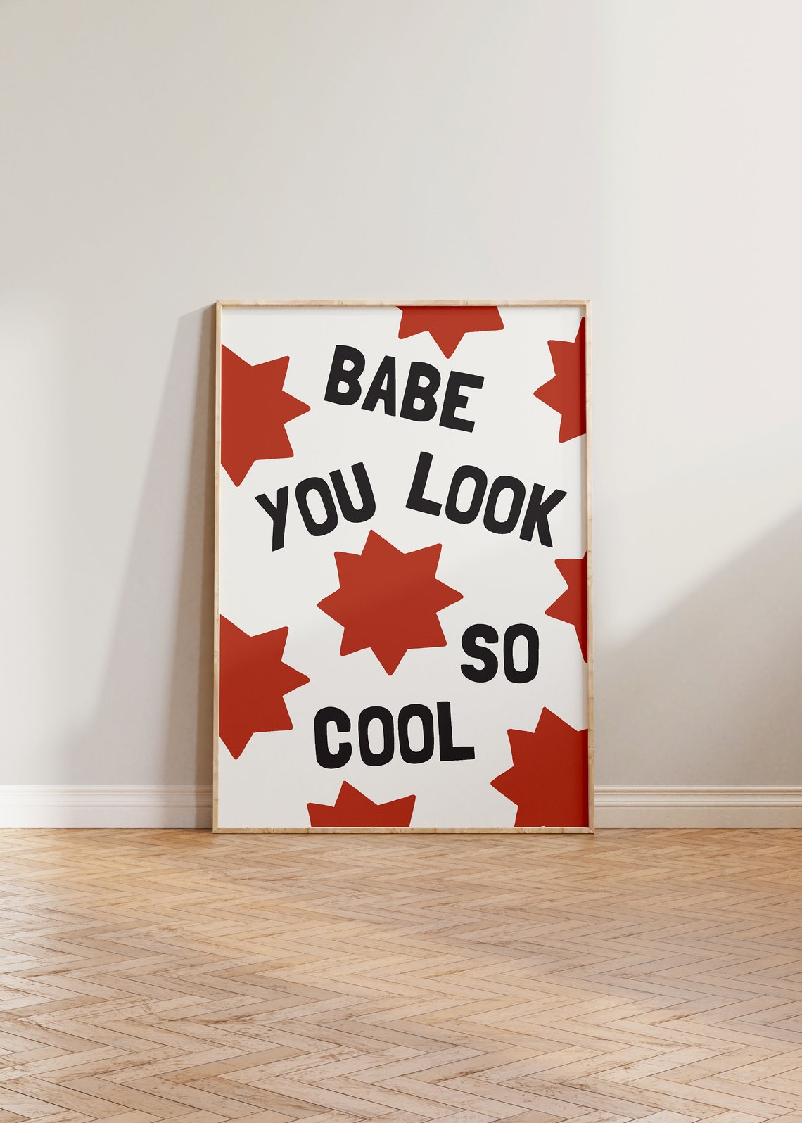 Babe You Look So Cool Retro Music Poster Colorful Y2K Star Decor