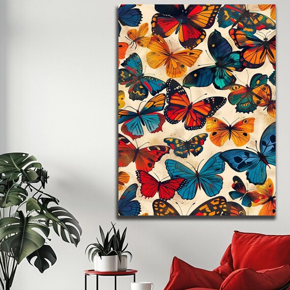 Vibrant Butterfly Collection in Vintage Naturalist Style Wall Art
