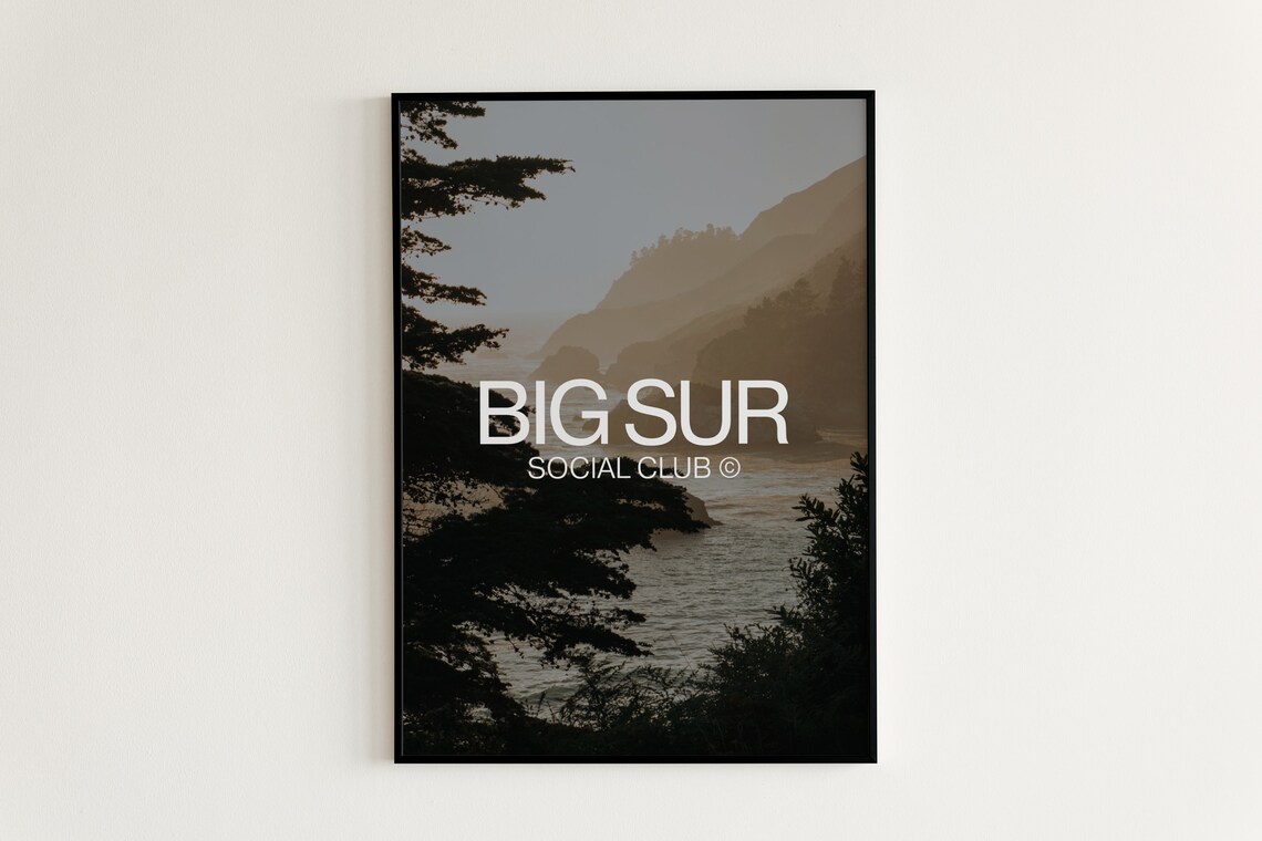 Big Sur Social Club Moody California Coastline Photo Travel Poster