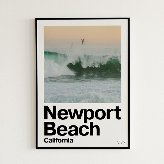 Modern Minimal Newport Beach Surf Poster Coastal Wall Art