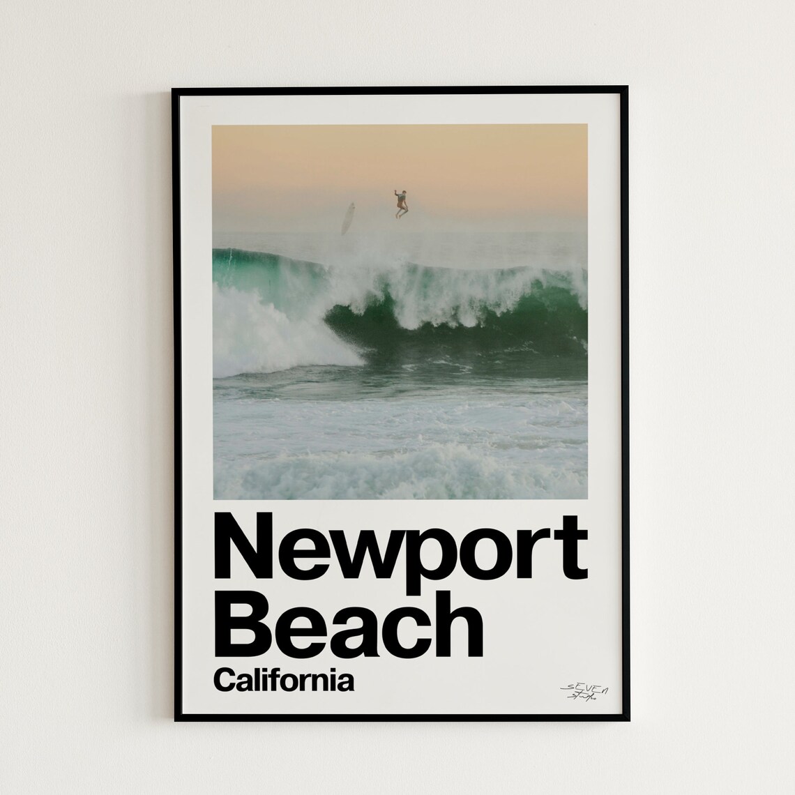 Modern Minimal Newport Beach Surf Poster Coastal Wall Art