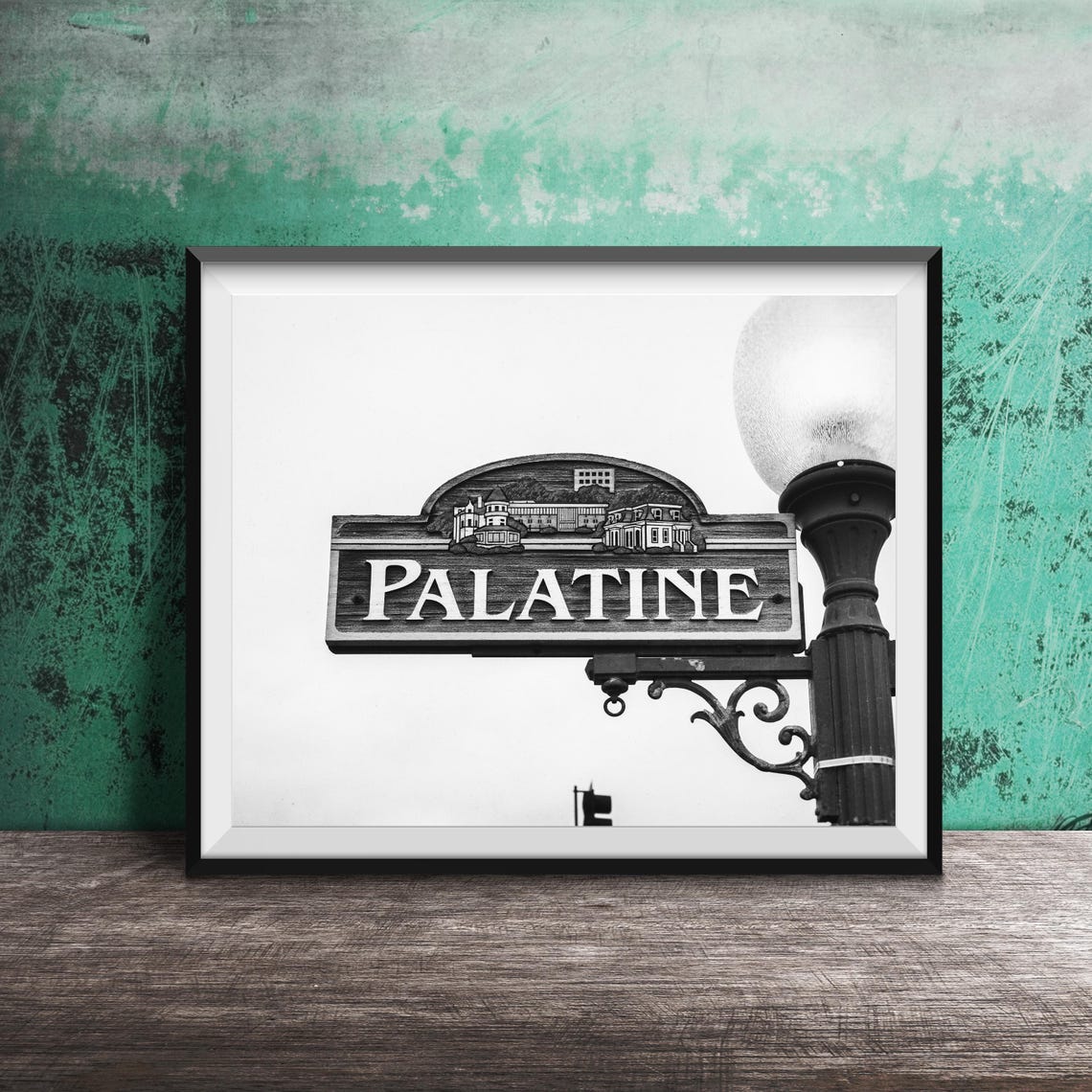 Palatine Illinois Ornate Street Sign Lamp Post Color Photo Print - Image 2