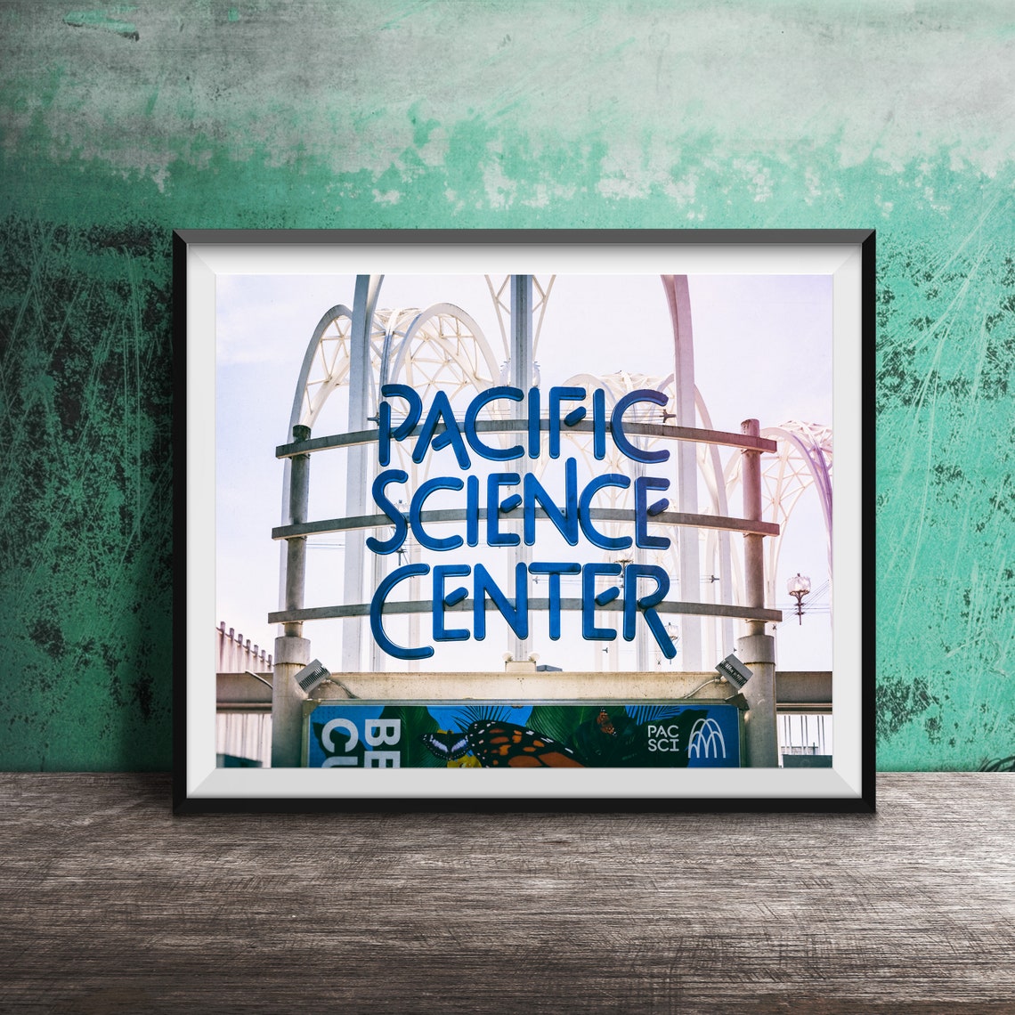 Pacific Science Center Seattle White Arches Sign Photography Poster