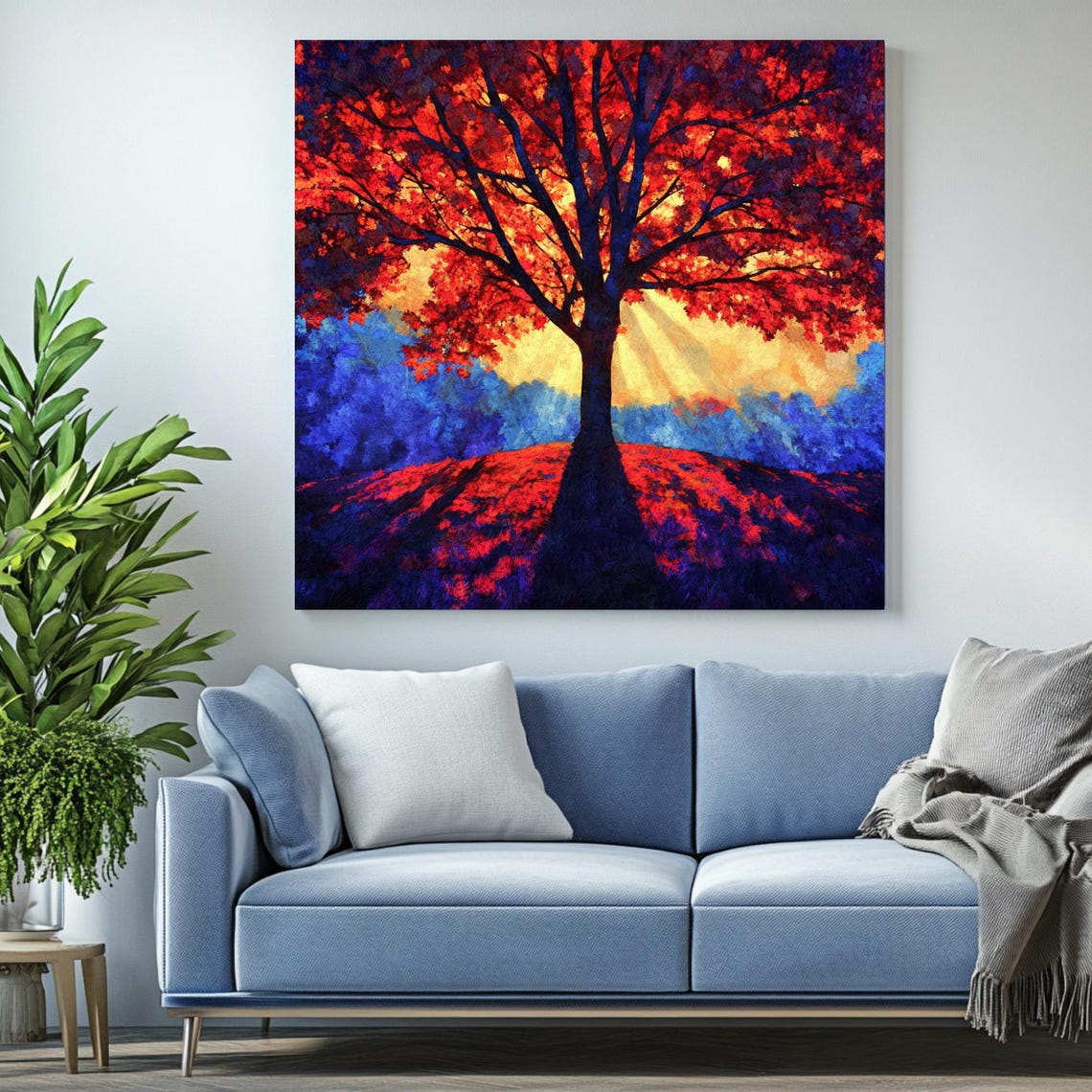 Autumn Tree Art Print, Sunset Forest Landscape - Image 2