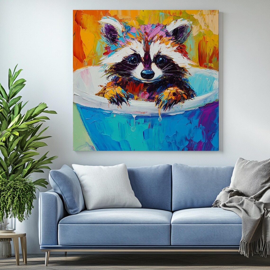 Raccoon Minimalist Bathroom Art Print - Image 2