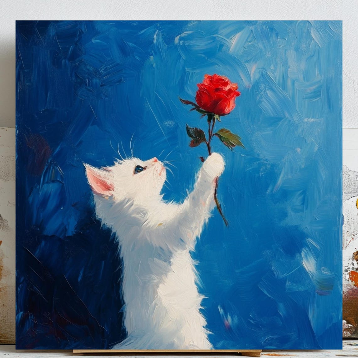 White Kitten Poster, Cute Cat Nursery Decor