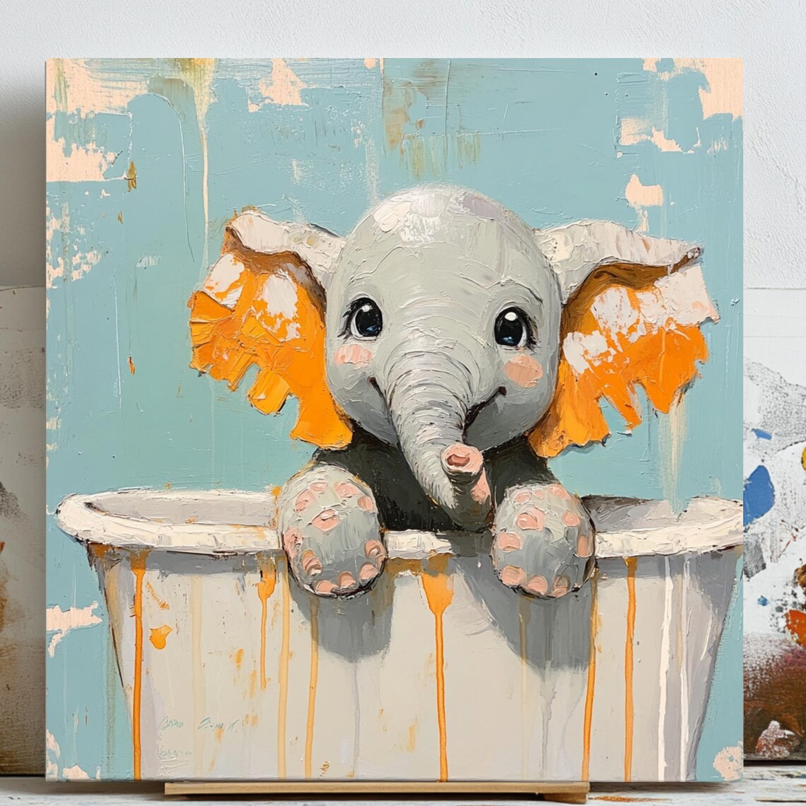 Elephant In Bathtub Poster, Bathroom Wall Decor
