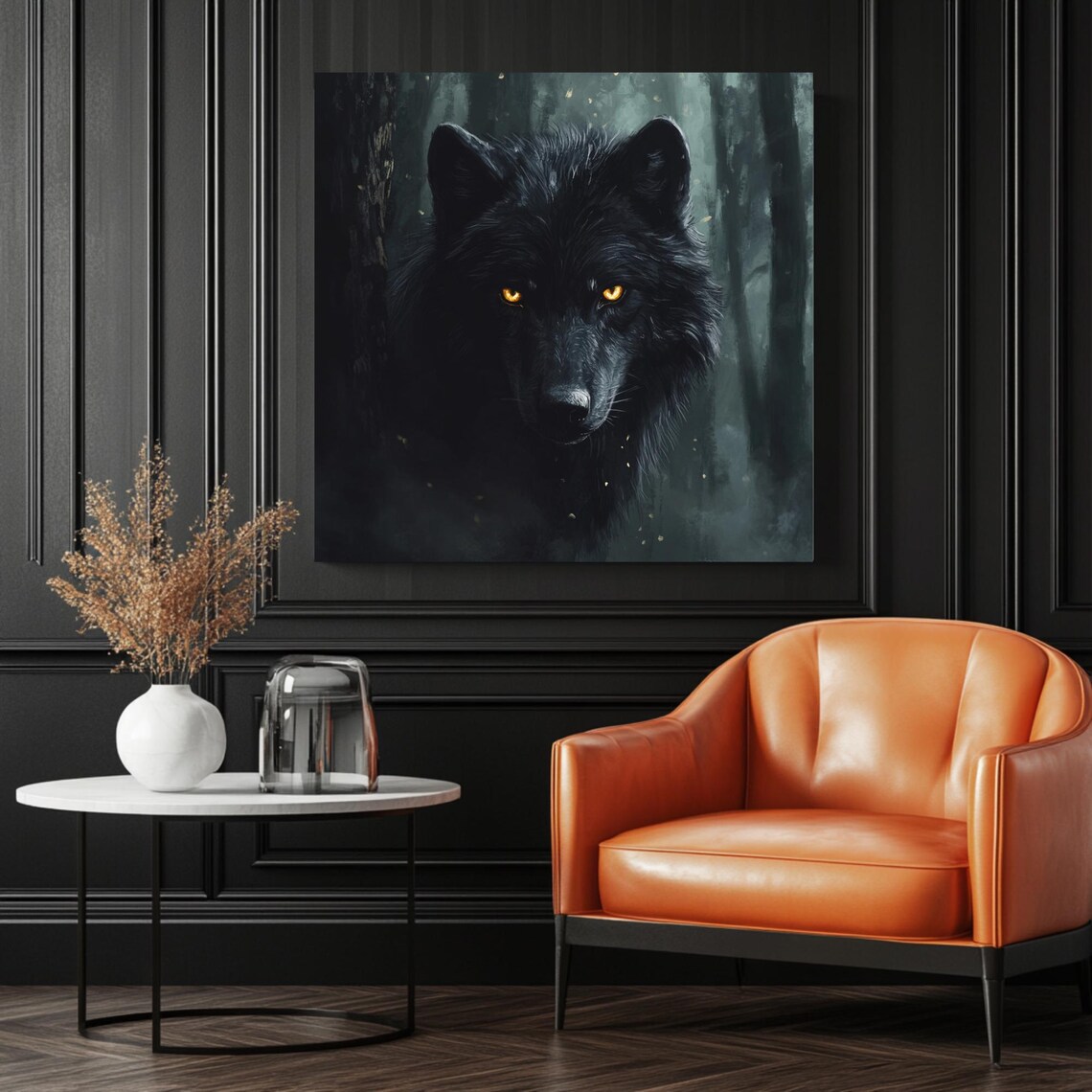 Black Wolf Art Print, Mystic Forest Decor - Image 3