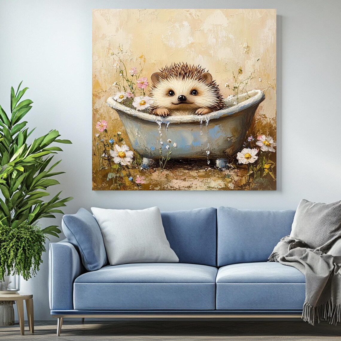 Hedgehog In Bathtub, Cute Animal Bathroom Decor - Image 2