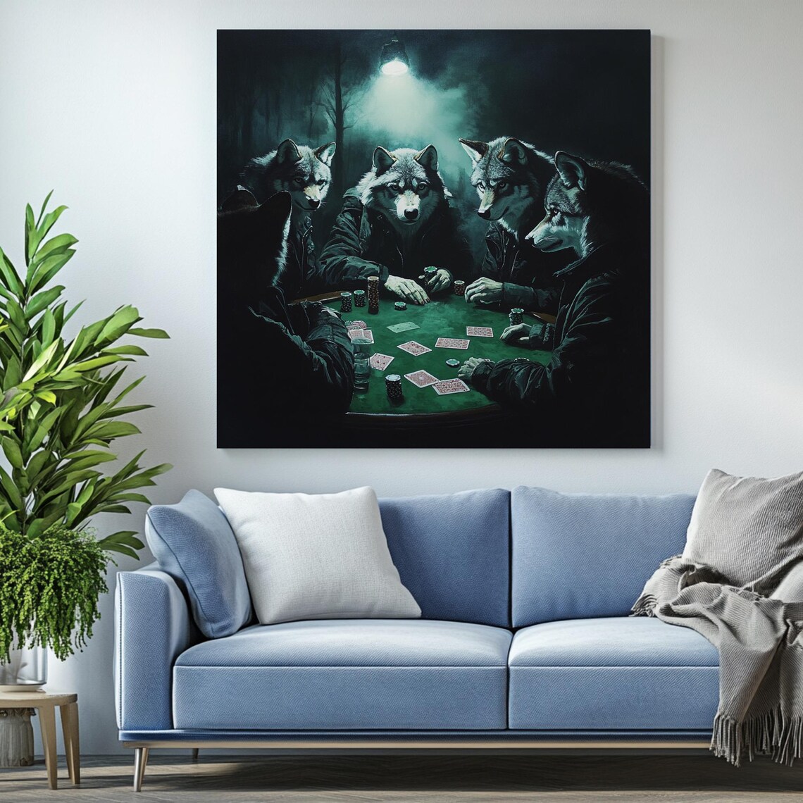 Wolf Playing Cards, Rustic Game Room Art - Image 2