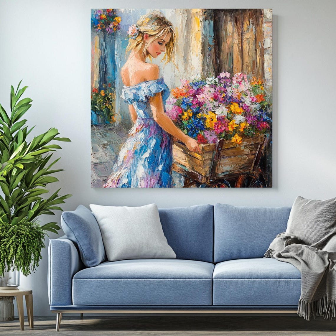 Woman With Flower Cart, Vintage Floral Poster - Image 2