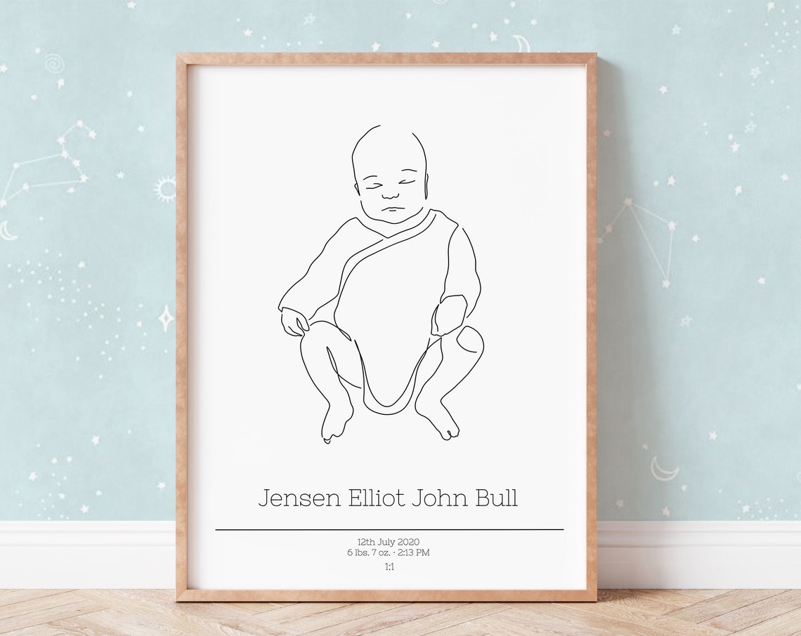 Newborn Baby Life Size One to One Scale Birth Details Poster