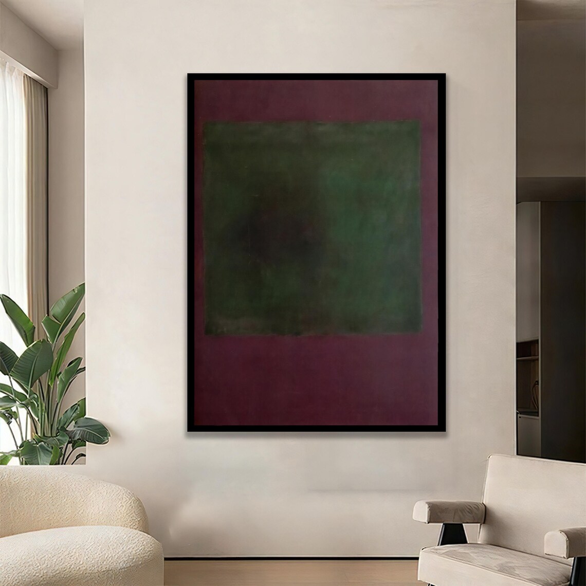 Purple And Green Abstract Canvas Modern Wall Art With Soothing Tones