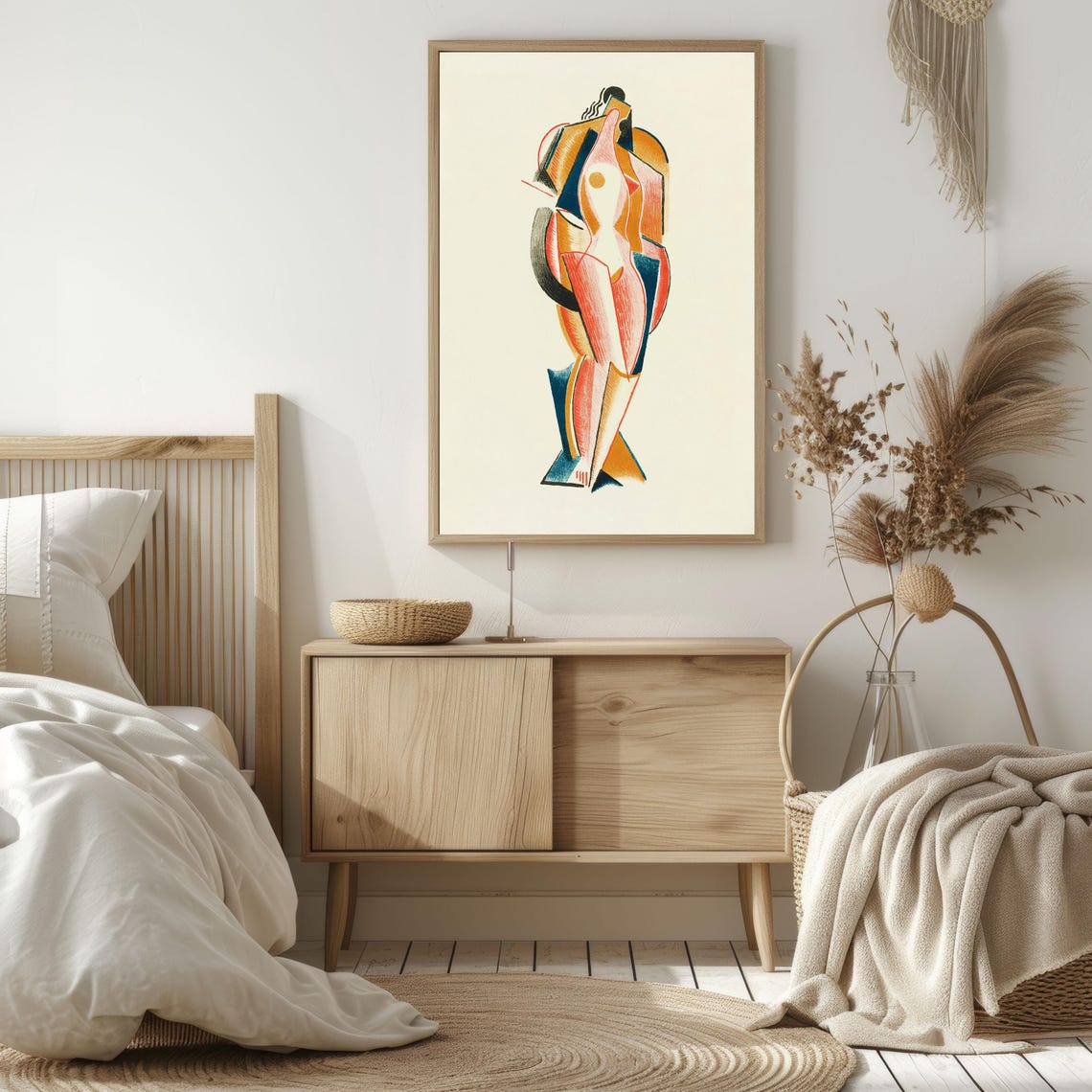 Colorful Cubist Female Figure Study Modernist Abstract Art Poster
