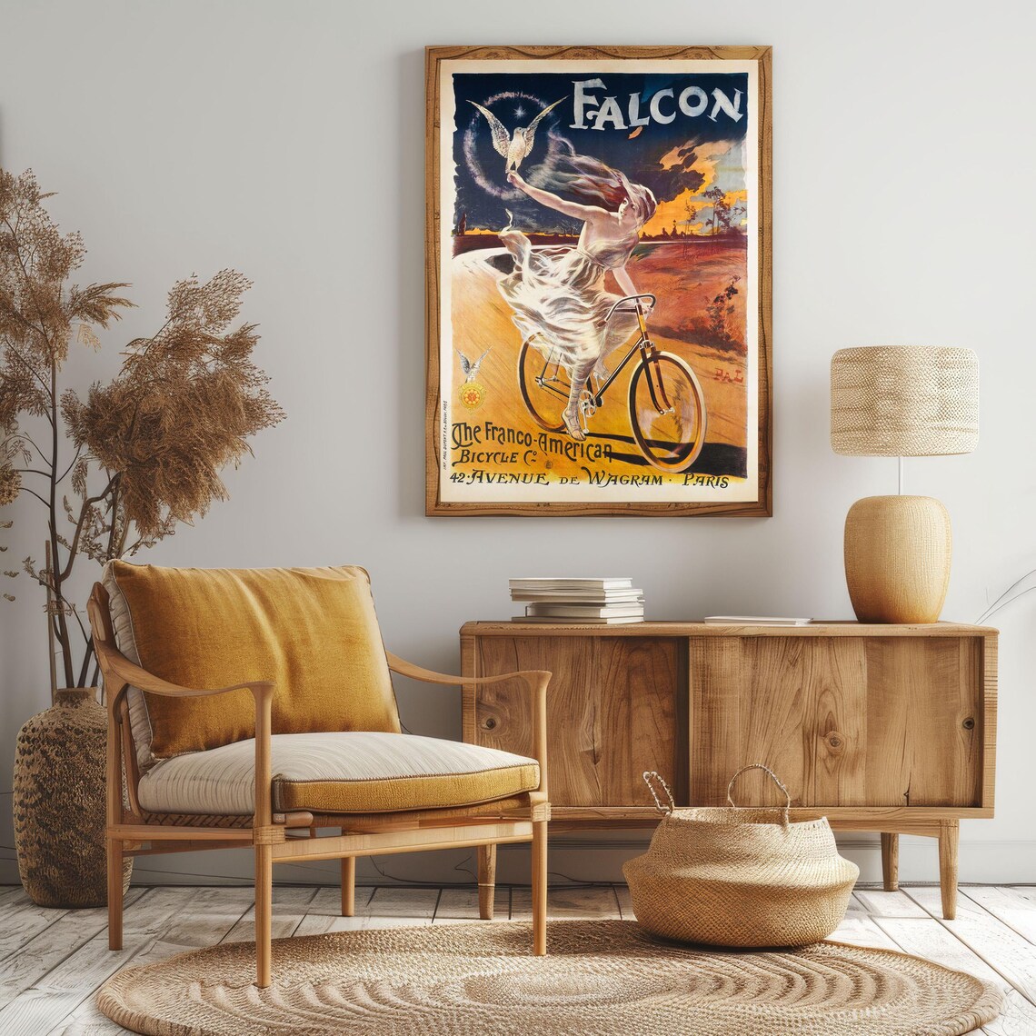 Falcon Bicycle Vintage Parisian Advertising Poster Woman Cycling