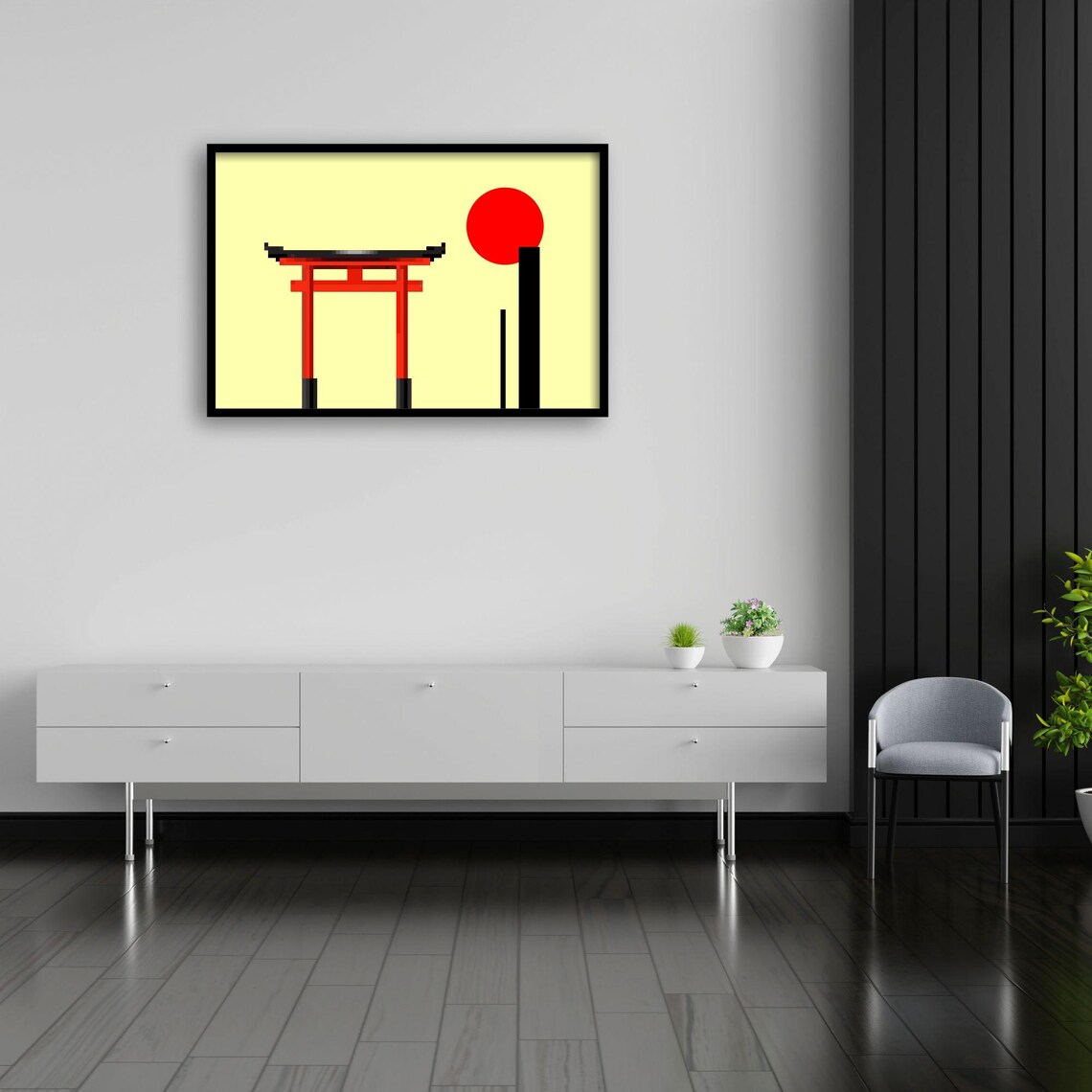 Pixel Torii Gate, Japanese Temple Decor Poster - Image 3