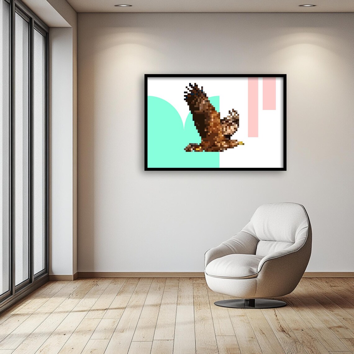 Pixel Eagle Retro Game Theme Bird Poster - Image 4