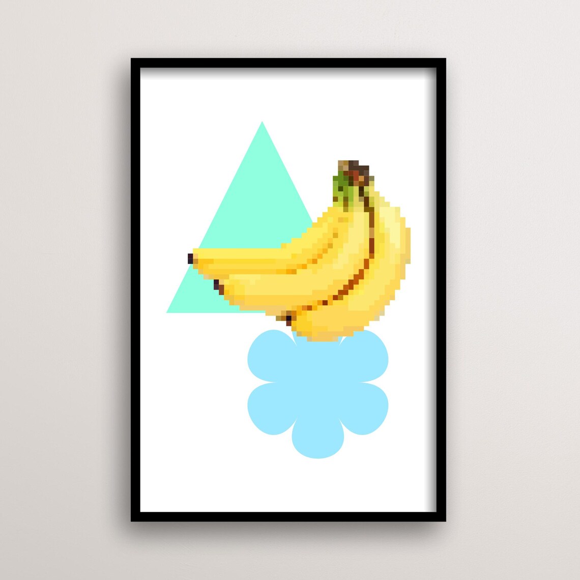Pixel Art Banana Retro Game Theme Art Print
