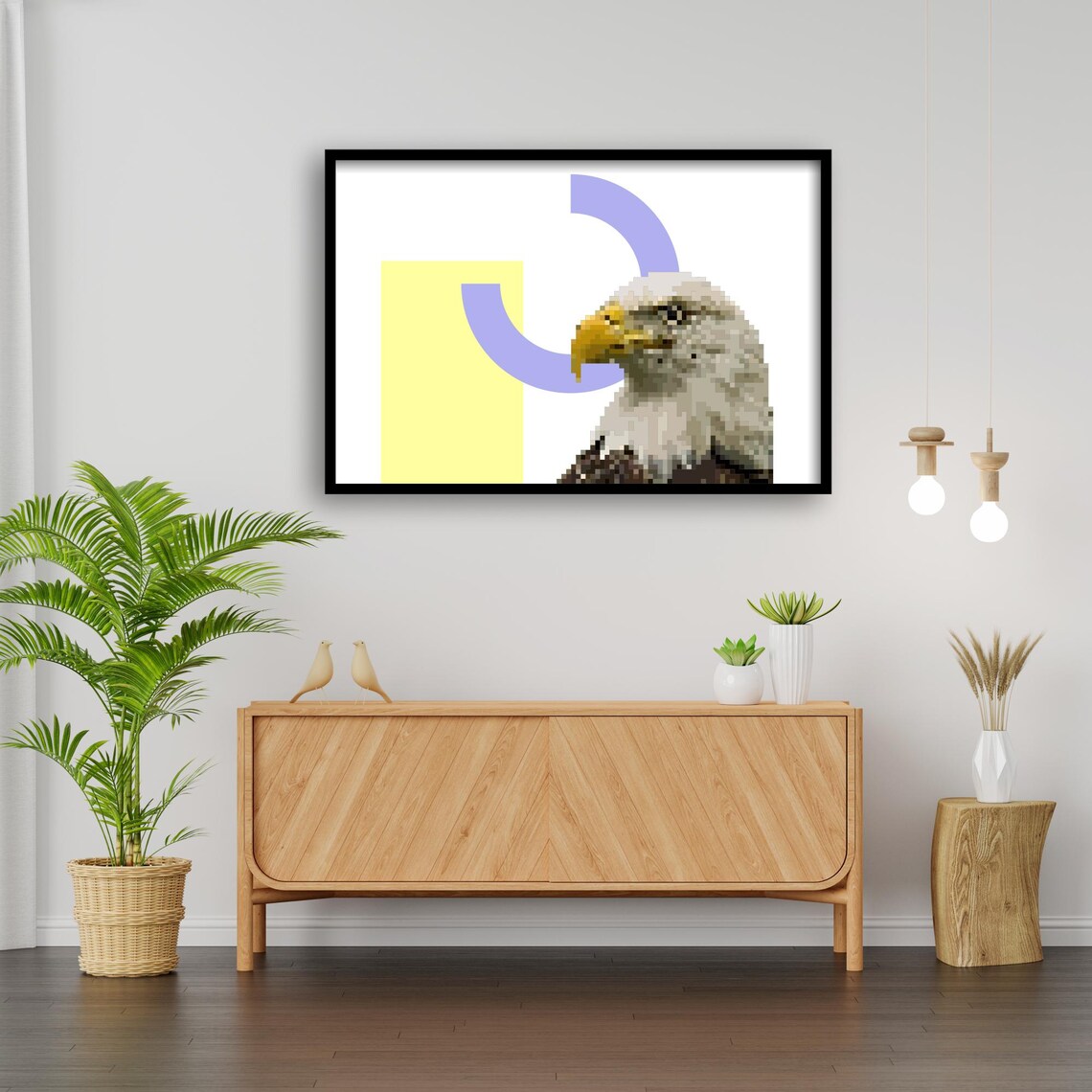 Pixel Pop Art Eagle, Geometric Retro Game Decor - Image 2