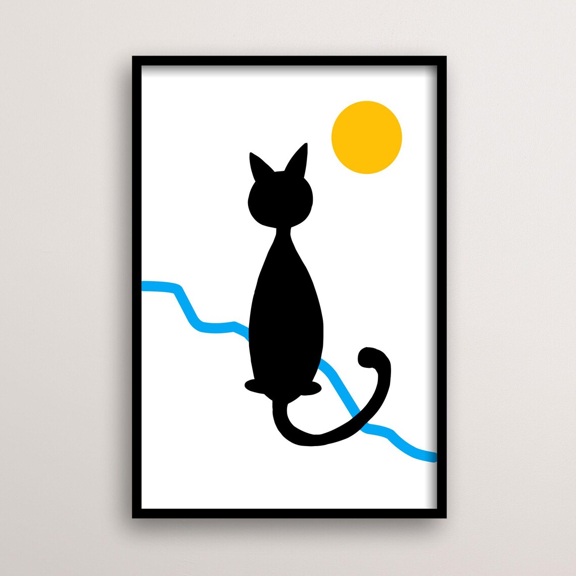 Minimalist Cat Art, Playful Animal Poster