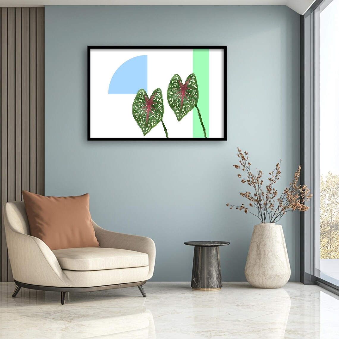 Caladium Leaf Pixel Pop Art, Retro Game Style - Image 2