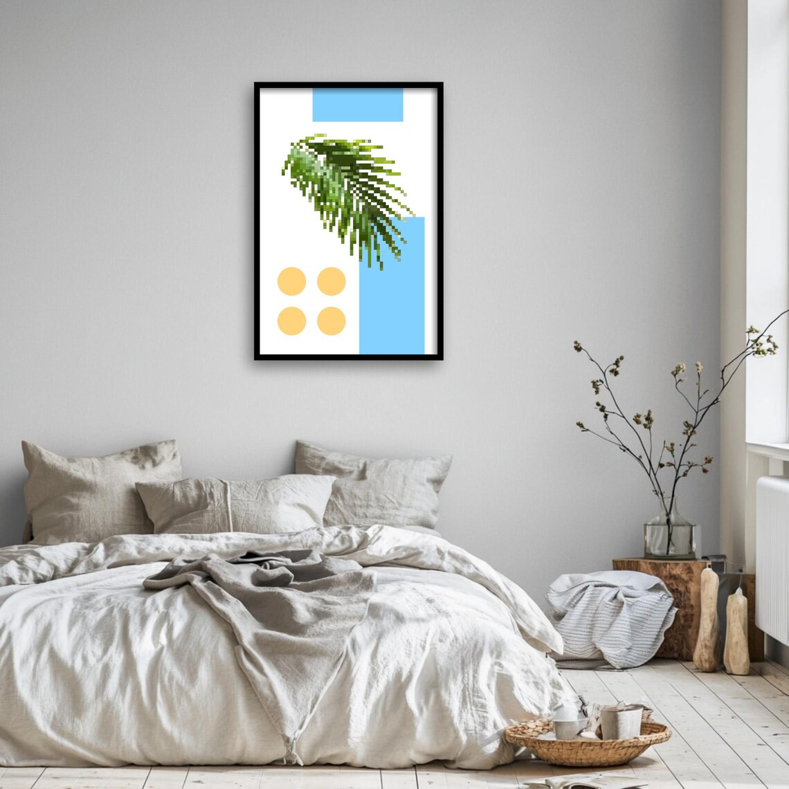 Retro Pixel Palm, Tropical Botanical Wall Accent - Image 3