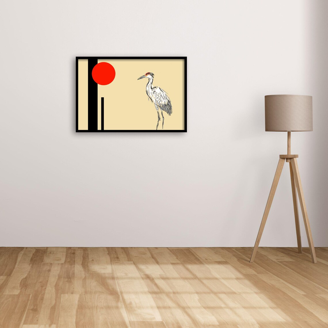 Crane Bird Minimalist Japanese Style Art Print - Image 2