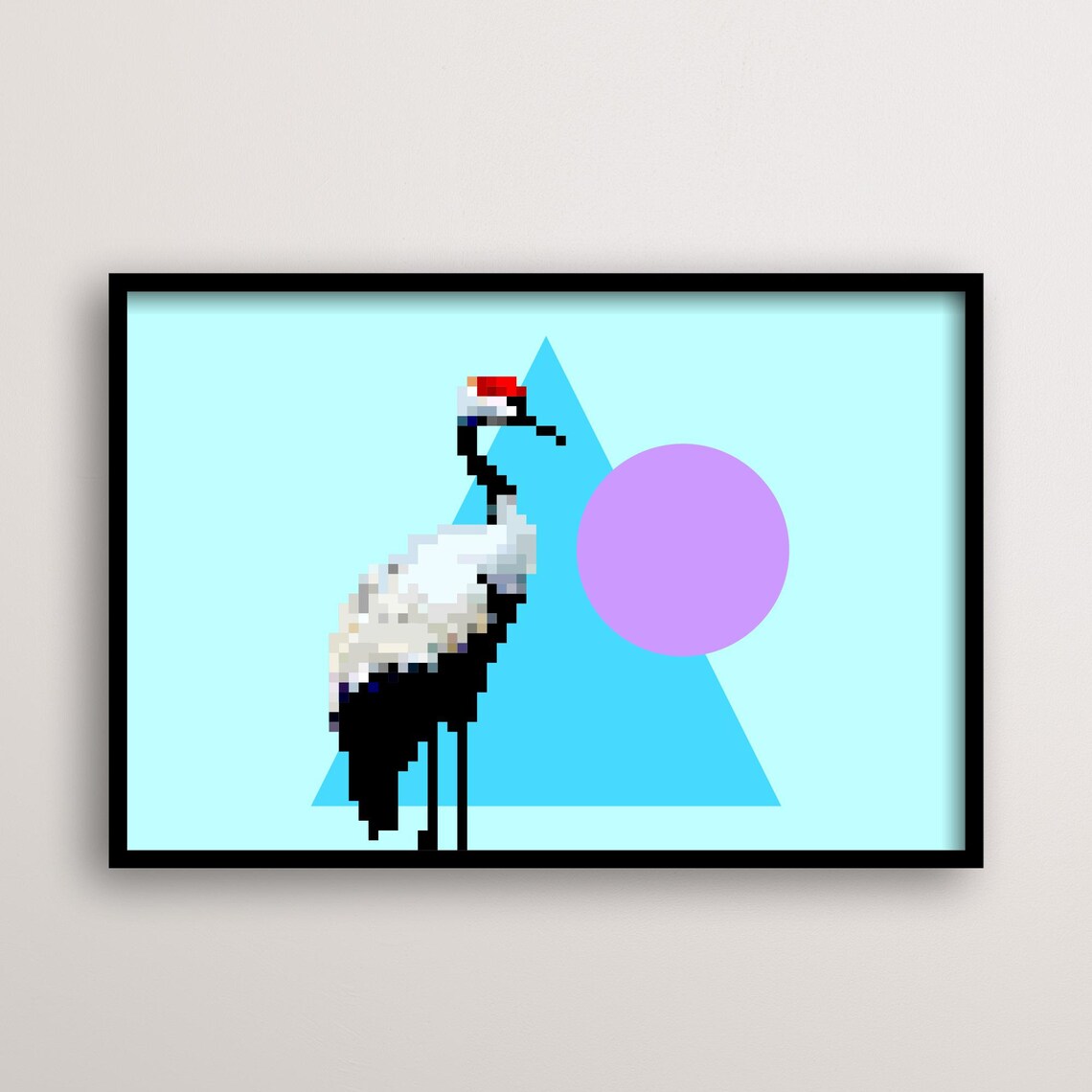 Crane Pixel Art Retro Game Inspired Poster