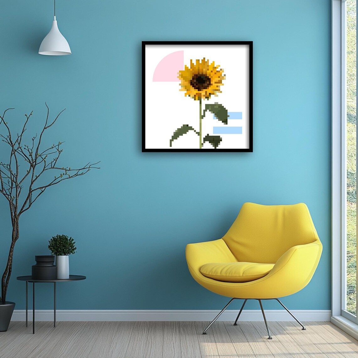 Pixel Sunflower Art, Retro Game Botanical Illustration - Image 4