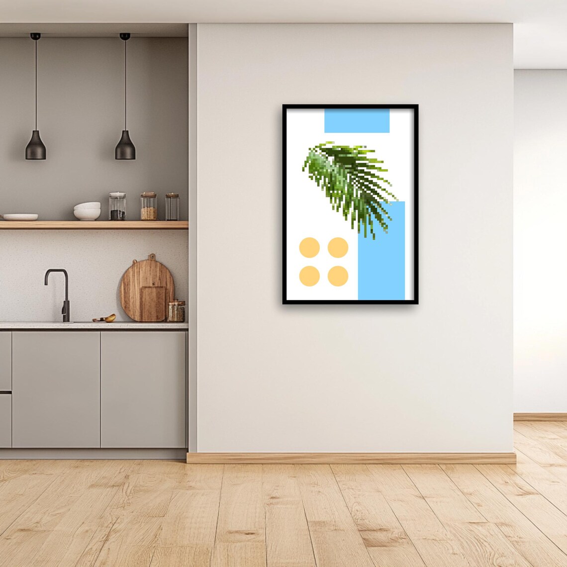 Retro Pixel Palm, Tropical Botanical Wall Accent - Image 2