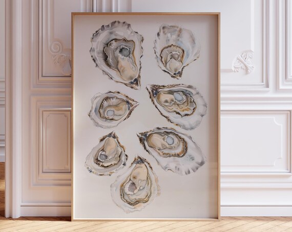 Watercolor Oyster Print Cute Trendy Coastal Granddaughter