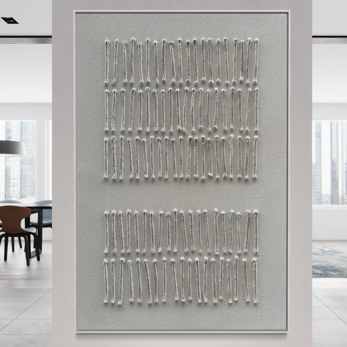 White Abstract Brush Strokes Art Modern White Plain Strip Wall Art 3d Horizontal Minimalist Wall Art Handmade Textured Acrylic Painting