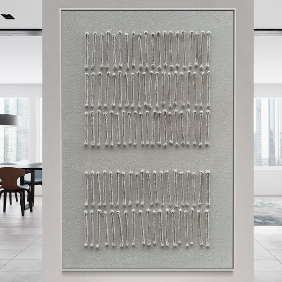 White Abstract Brush Strokes Art Modern White Plain Strip Wall Art 3d Horizontal Minimalist Wall Art Handmade Textured Acrylic Painting
