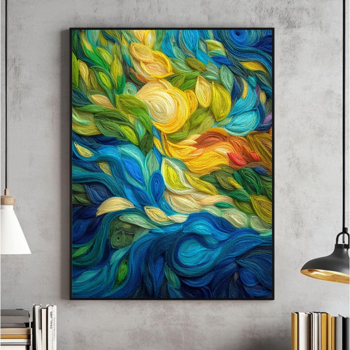 Minimalist Botanical Line Wall Art Green Leaf Abstract Print Modern Decor For Living Room Bedroom
