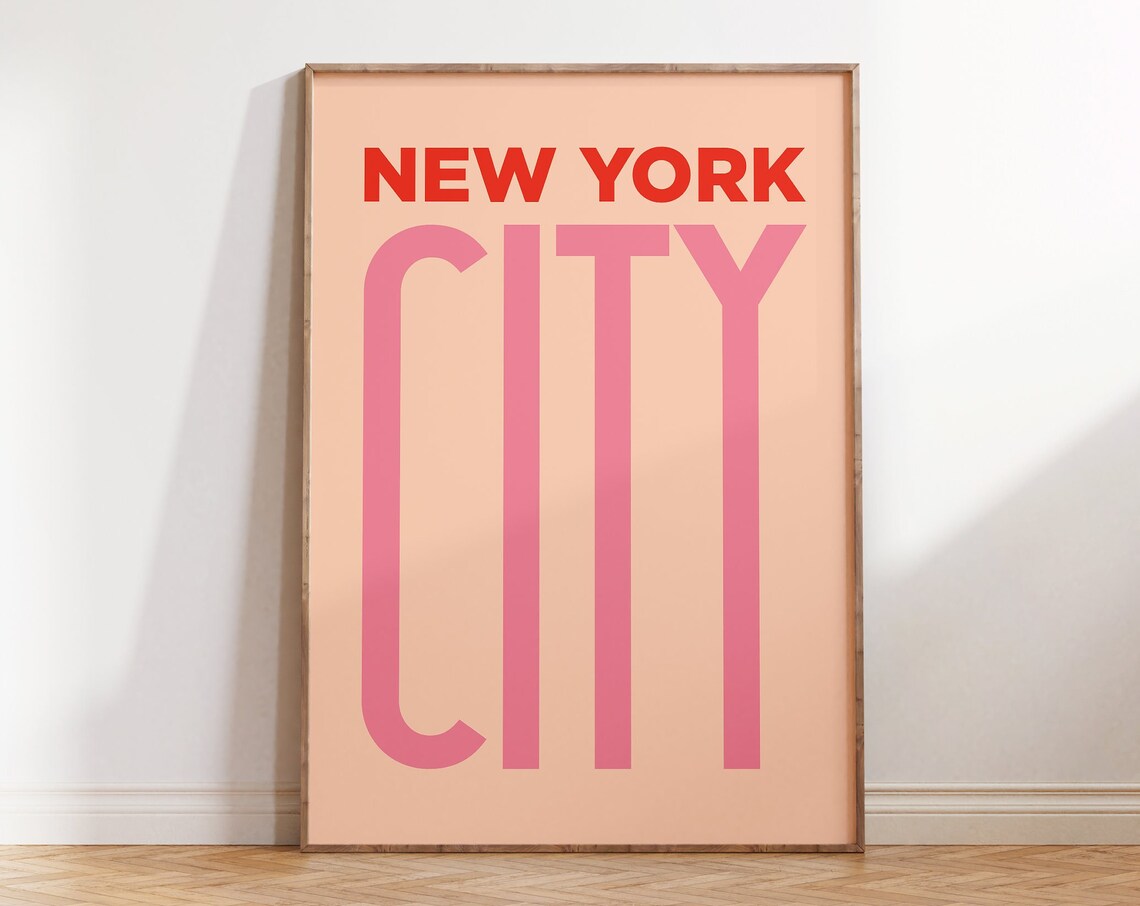 New York City Retro Travel Poster, Trendy Art Print