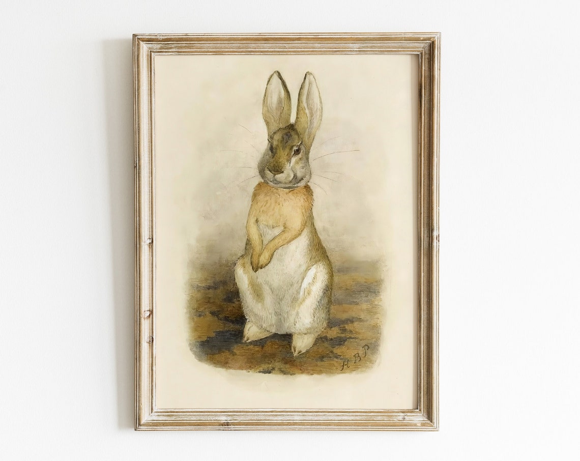 Beatrix Potter Curious Hare Gentle Vintage Nursery Wall Poster