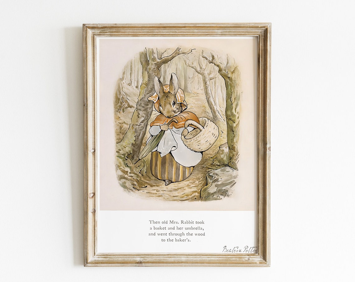 Beatrix Potter Mrs Rabbit Heading To Baker Wood Book Scene Poster