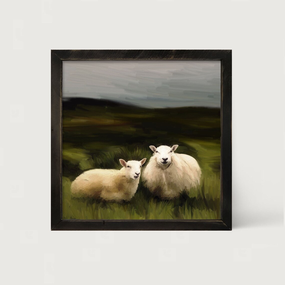 Two Sheep in a Pasture Art Print, Farm Animal - Image 4