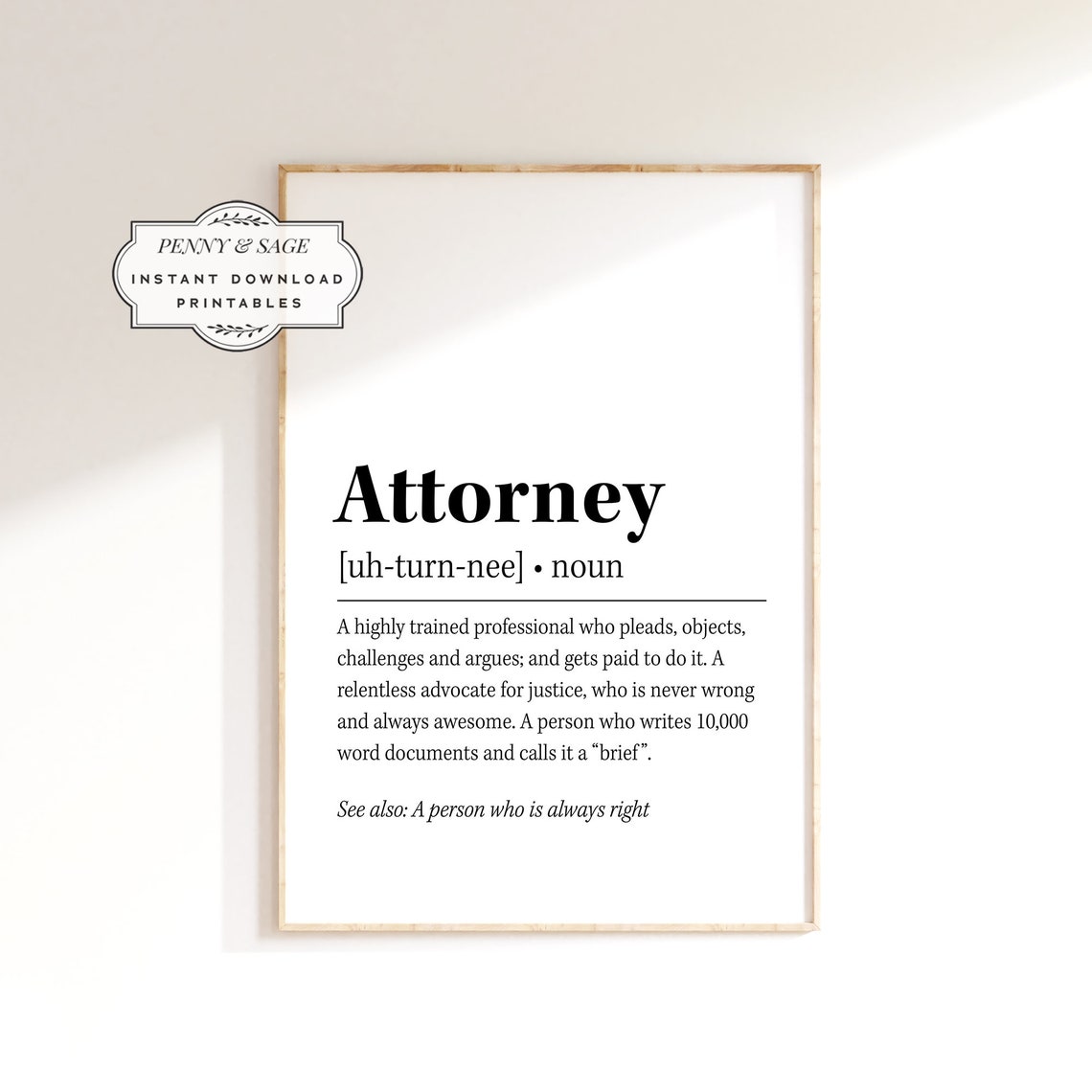 Attorney Dictionary Definition Poster Funny Lawyer Gift For Law Office - Image 2