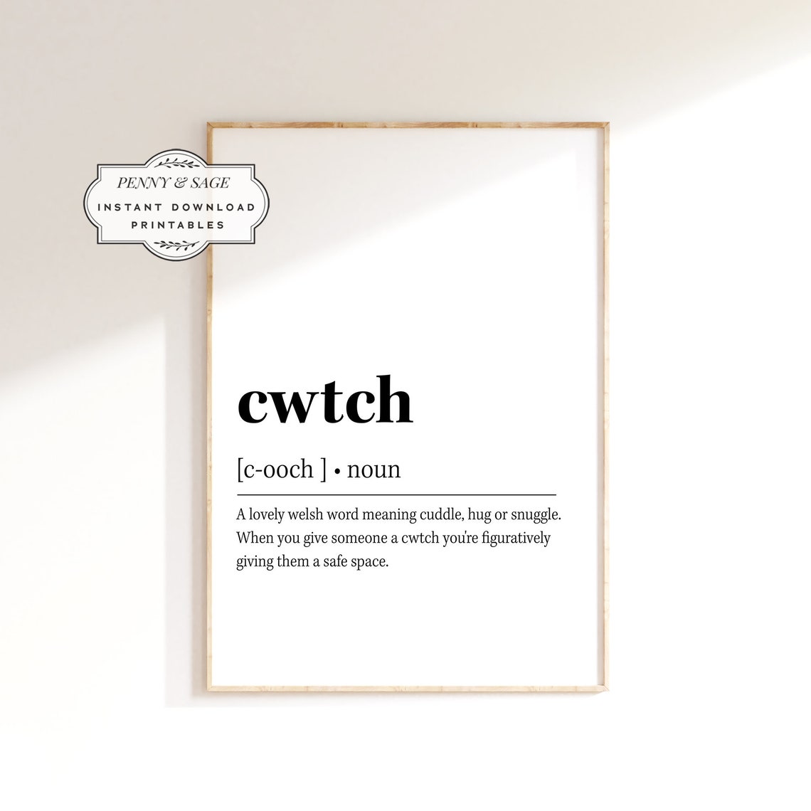 Cwtch Definition Poster Welsh Word Cozy Love Dictionary Typography - Image 2