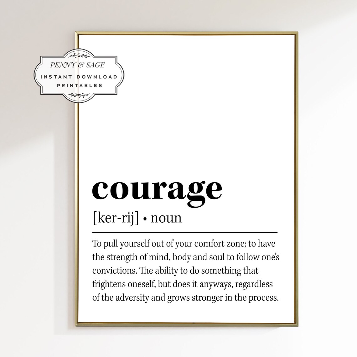Courage Definition Motivational Poster Inspirational Quote Gift For Wall - Image 2